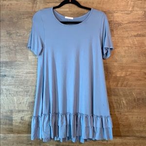 Easel Boho ruffle shirt sleeve tunic cornflower bl